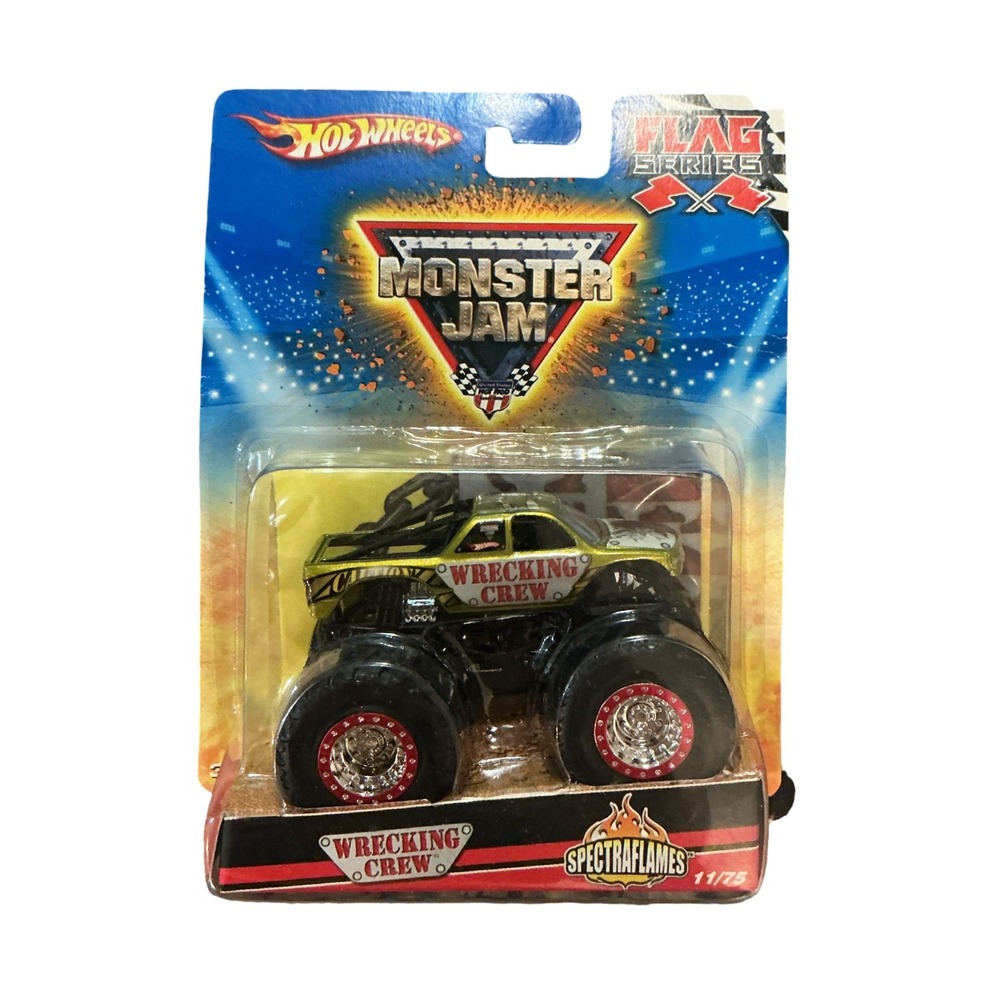 Hot Wheels Monster Jam Wrecking Crew Flag Series Spectraflames 11/75 Gold 1:64